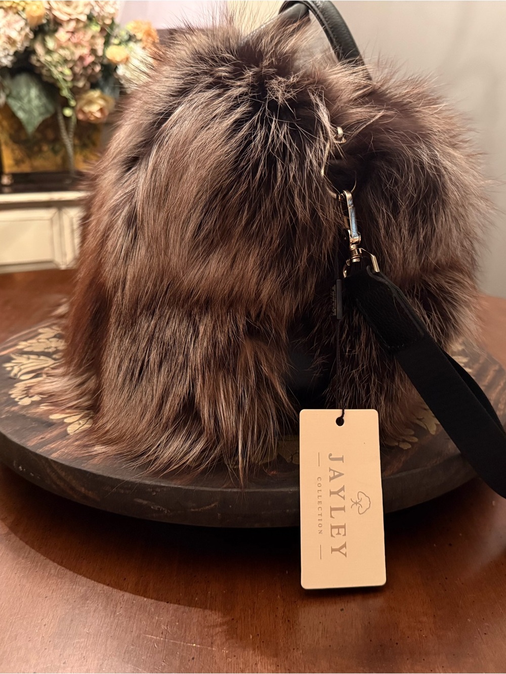 Luxury Fur Bag with leather Handles